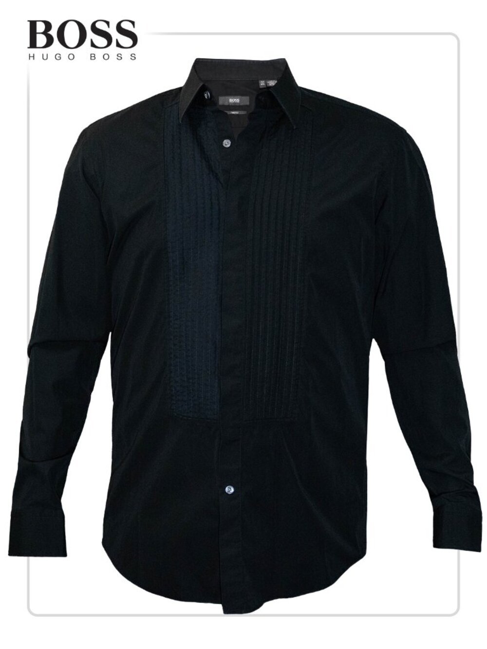 Hugo Boss Men's Black Tuxedo Shirt (size 42)